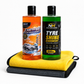 FOAM SHAMPOO 500ml + TYRE SHINE 500ml + 2 MICROFIBRE CLOTH (combo)